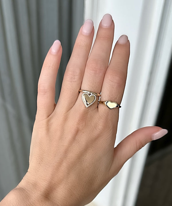 Gold Heart Signet Ring